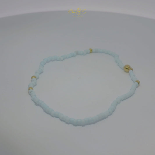 Elegant Soft Blue Beaded Bracelet